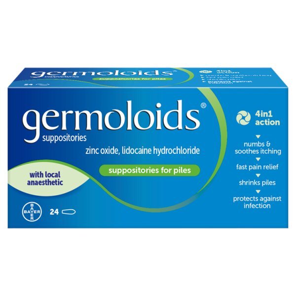 Germoloids Haemorrhoids & Piles 24 Suppositories