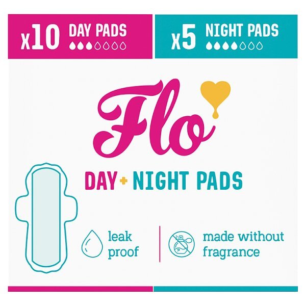 Flo Bamboo Period Pads with Wings Pack, 10 Day + 5 Night