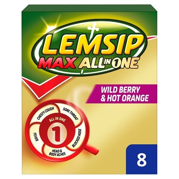 Lemsip All in One Hot Berry & Orange Flavour Sachets 8s
