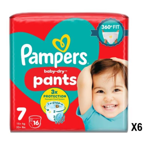 Pampers Baby-Dry Nappy Pants Size 7 x6 Bundle