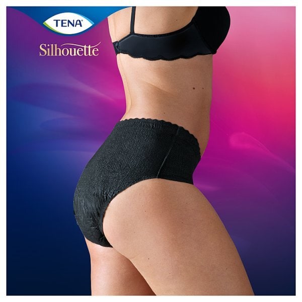 TENA  Silhouette Normal Black Incontinence Pants Size Large 9 pack