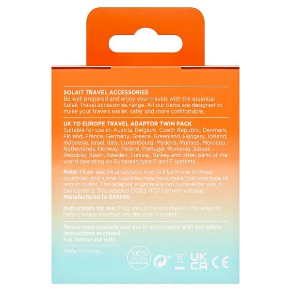 Solait UK To EU Adaptors X2