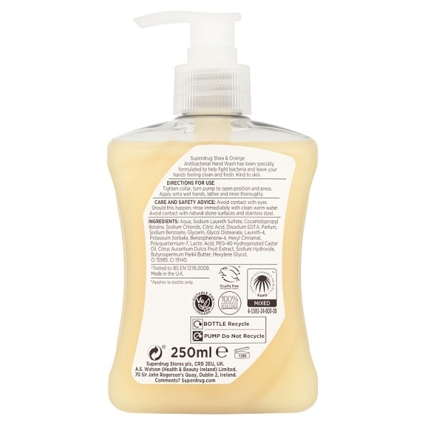 Superdrug Antibacterial Shea Orange Handwash 250ml