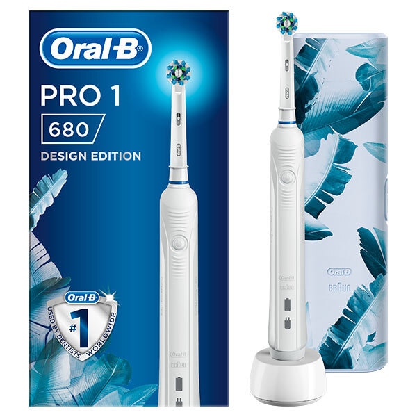 Oral-B Pro 1 680 White Electric Toothbrush with Travel Case