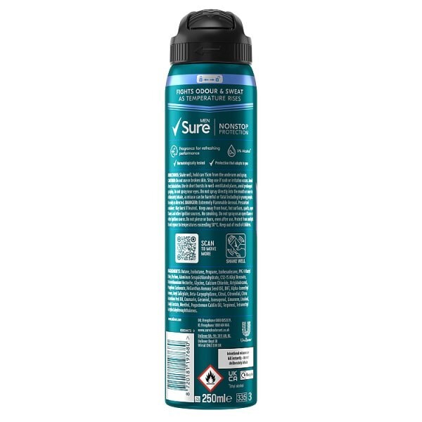 Sure Men Nonstop Invisible Ice Fresh Anti-Perspirant Aerosol 250 ml