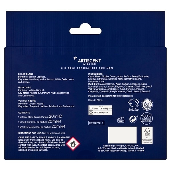 Artiscent Male Gift Set x3 20ml with Euro Hook