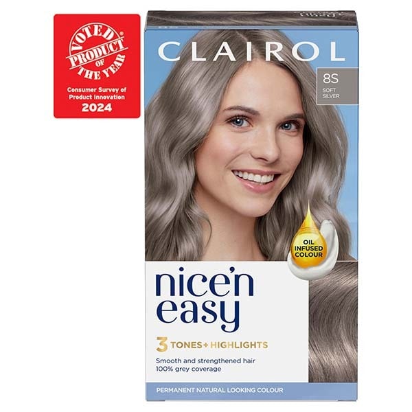 Clairol Nice'n Easy Hair Dye,  8S Soft Silver