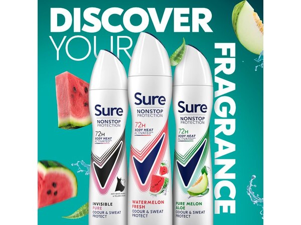 Sure Nonstop Protection Watermelon Fresh Anti-Perspirant Aerosol 250ml