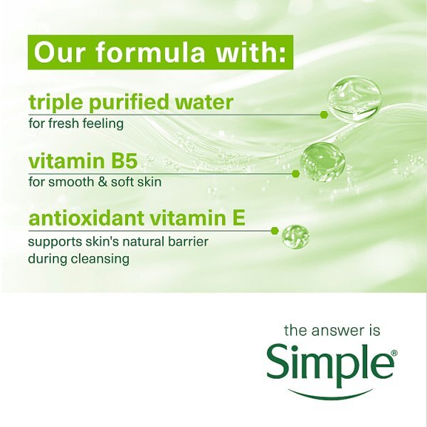 Simple Kind to Skin Bio-degradable Cleansing Wipes 50 wipes