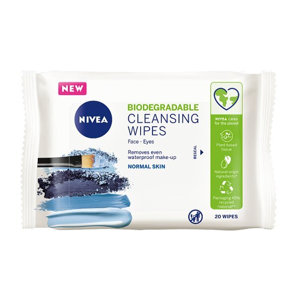 Nivea Biodegradable Face Cleansing Wipes Normal Skin 20'S