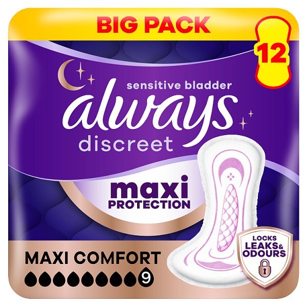 Always Discreet Adult Incontinence Pads Maxi Comfort 12Ct