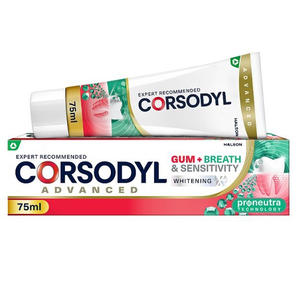 Corsodyl Gum+ Breath & Sensitivity Toothpaste Whitening 75Ml