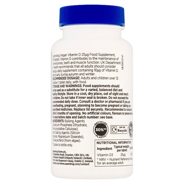 Superdrug Vegan Vitamin D 25ug 90s