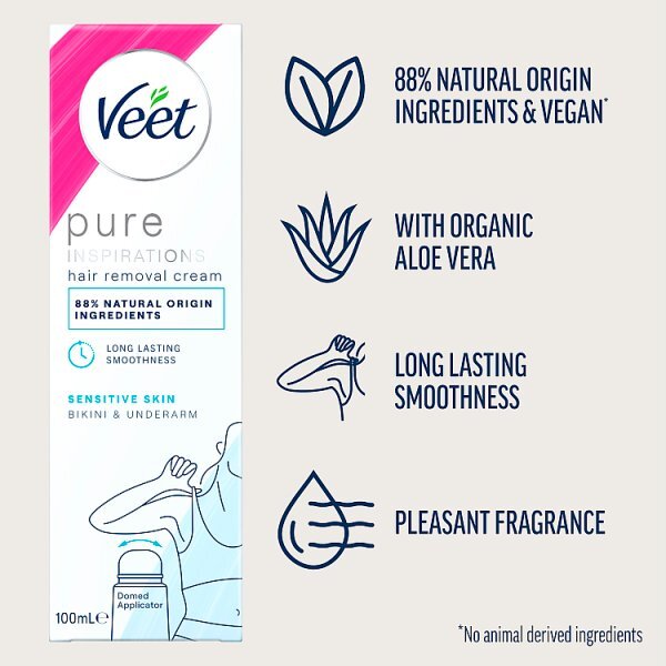 Veet Pure Hair Removal Cream Bikini Underarm Sensitive 100ml