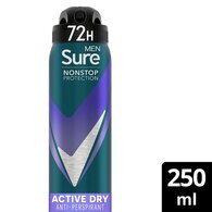 Sure Men Antiperspirant Deo Aerosol Nonstop Active Dry 250ml