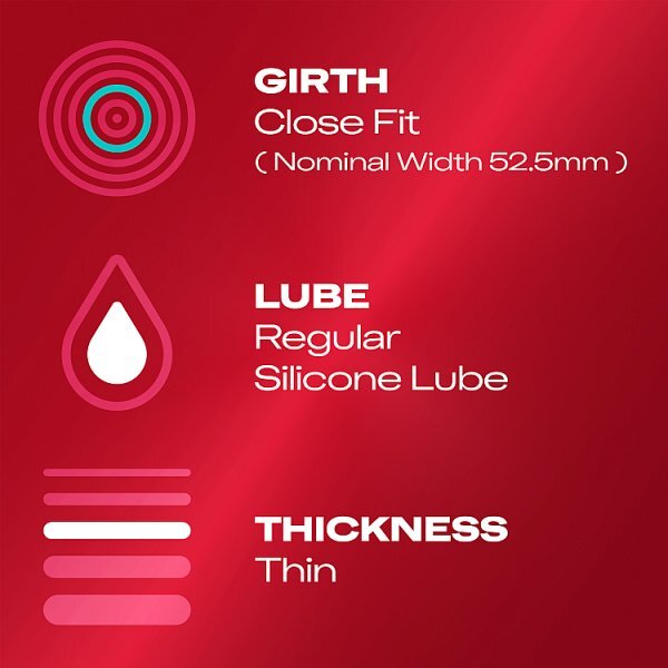 Durex Thin Feel Condoms Extra Silicone Lube Regular Fit 12s