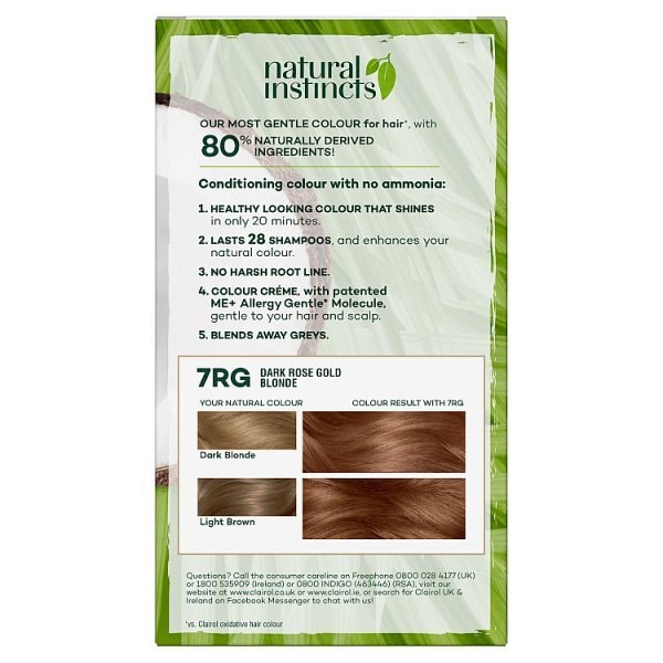 Clairol Natural Instincts Hair Dye 7RG Dark Rose Gold Blonde