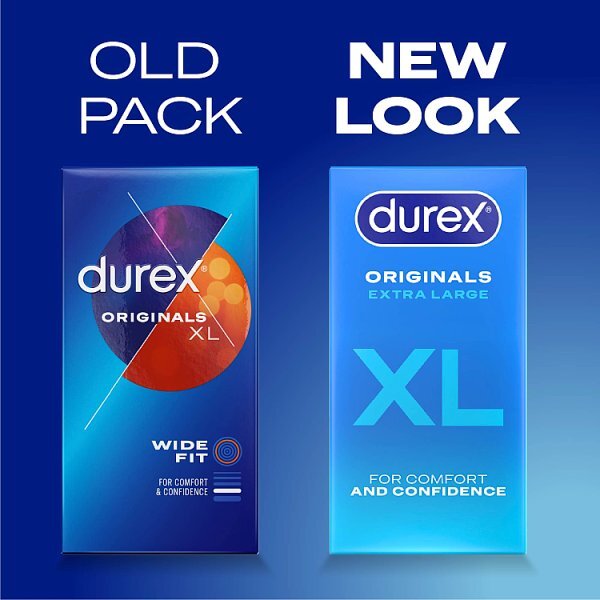 Durex Originals XL Condoms Extra Silicone Lube Wide Fit 12s