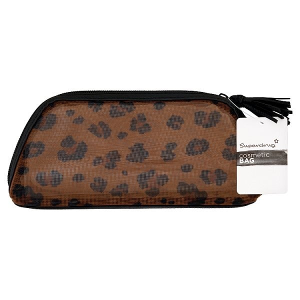 Superdrug Black Leopard Slim Cosmetic Bag