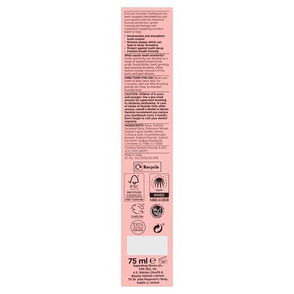 Superdrug Procare Sensitive Toothpaste 75ml