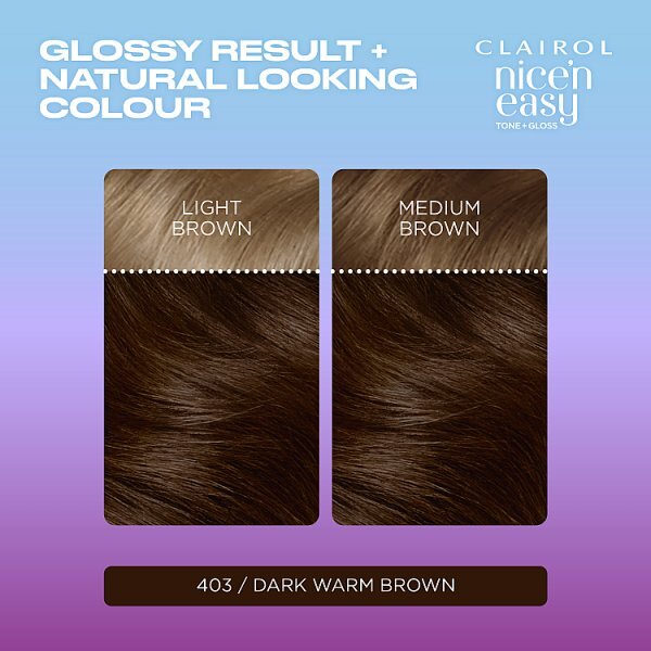 Clairol Nice'n Easy Tone+Gloss Semi-Permanent Hair Dye Dark Warm Brown