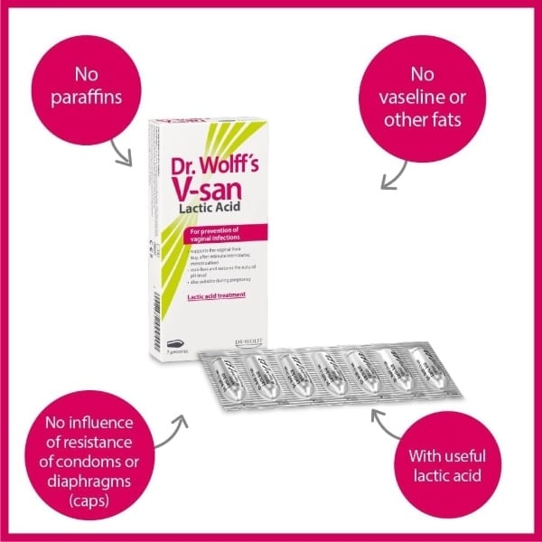 Dr Wolff's V-San Lactic Acid Pessaries (7 Pk)