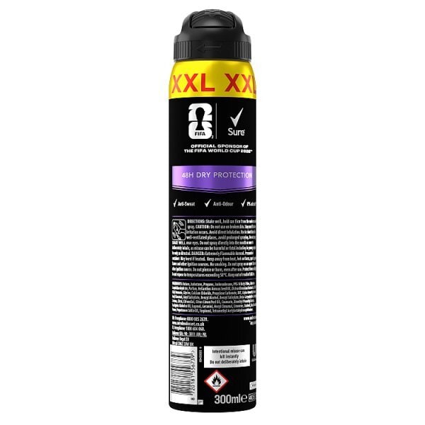 Sure Men Active Dry XXL Antiperspirant Aerosol Fifa World cup Limited Edition 300ml