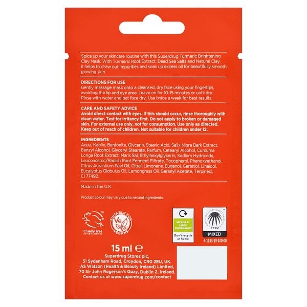 Superdrug Turmeric Face Mask 15ml
