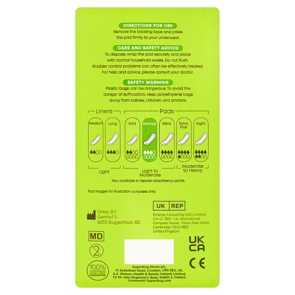 Superdrug Normal Incontinence Pad x12