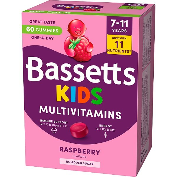 Bassetts Kids Multivitamins 7-11 Raspberry 60S