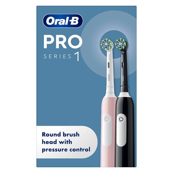 Oral-B Pro 1 Black & Pink Electric Toothbrush Duo Pack