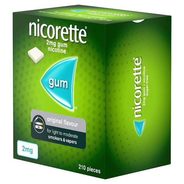 Nicorette Original 2mg Nicotine Gum 210s (Stop Smoking)