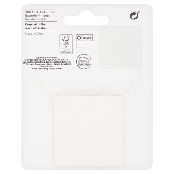 Superdrug Multi Colour Gem Butterfly Friends Necklace 2pk