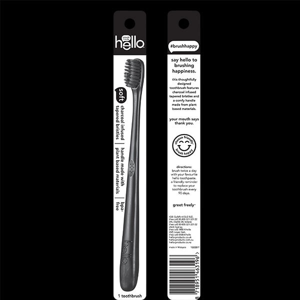 Hello Charcoal Infused Bristles Soft Manual Toothbrush