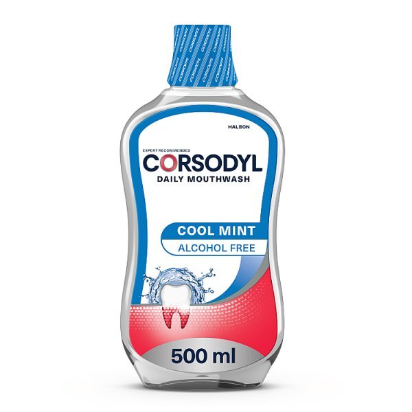 Corsodyl Daily Alcohol Free Mouthwash Cool Mint 500ml