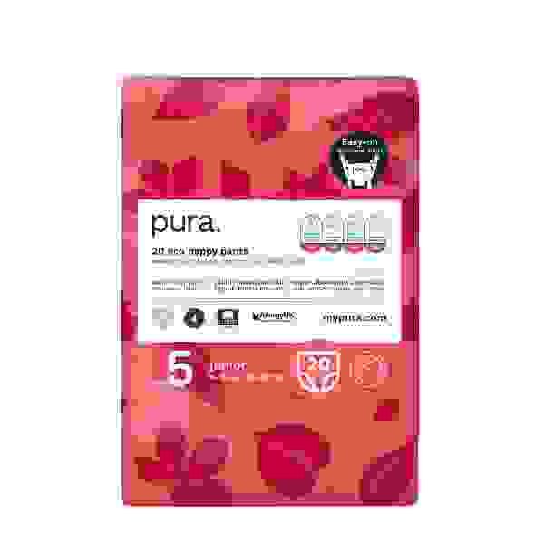 Pura Premium Eco Baby Nappies, Size 5 (11-25kg) 25 Nappies