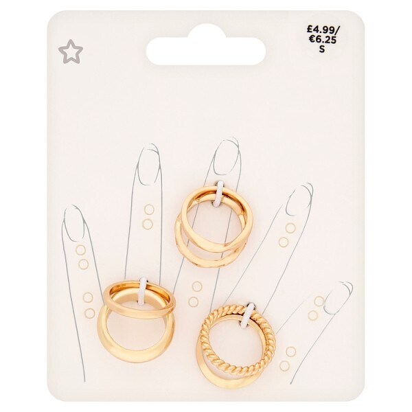 Superdrug Gold Tone Multi Ring Pack Size S M Jewellery Superdrug