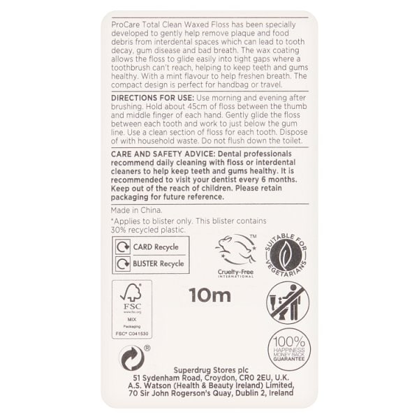 Superdrug Pro Care Travel Floss 10m