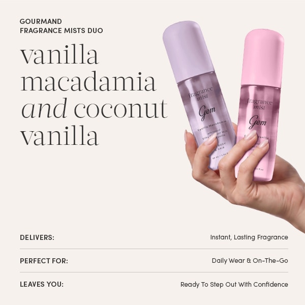 Gem Mists Body & Hair Coconut Vanilla 90Ml & Macadamia 90Ml