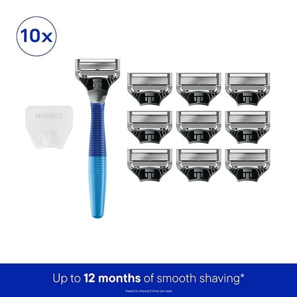 Harry's Men's Razor 1 Indigo Blue Razor 10 Blade Refills