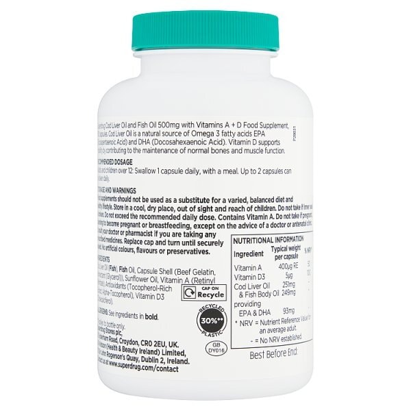 Superdrug Cod Liver Oil 500mg 180s