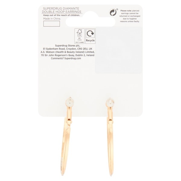 Superdrug Diamante Double Hoop Earrings