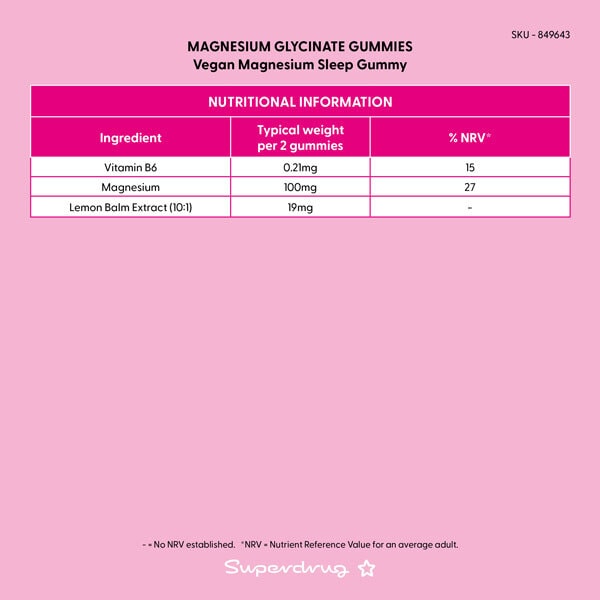 Superdrug Vegan Sleep Magnesium Gummies 200mg 60s