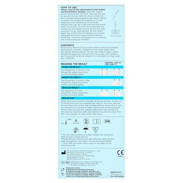 Superdrug Early Pregnancy Test Sticks 5 Pack