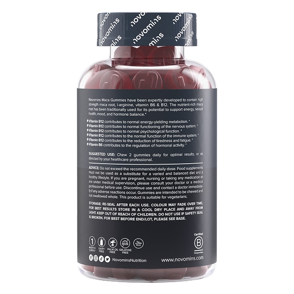 Novomins Strawberry-Flavoured Maca Gummies One Month Supply