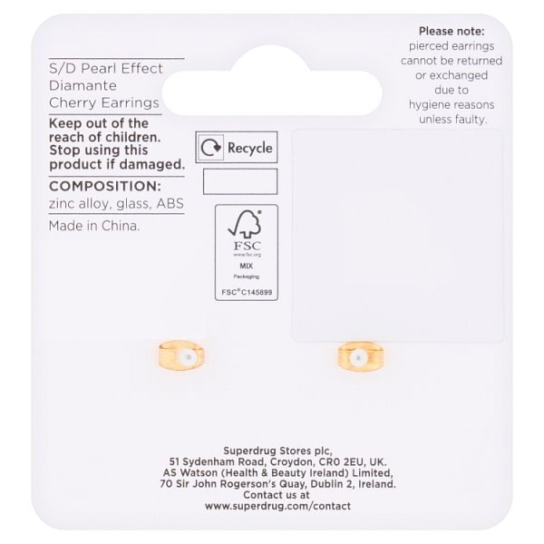 Superdrug Pearl Effect Diamante Earrings