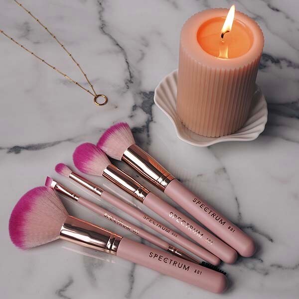 Spectrum Rose Quartz 5 piece face make up brush set