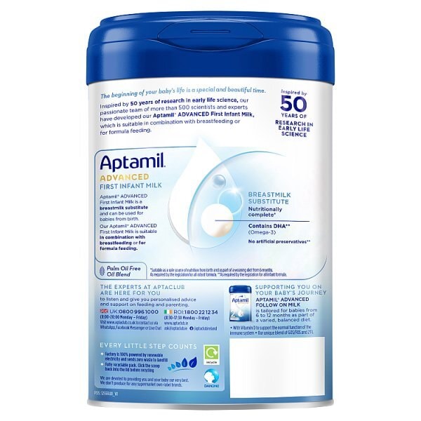 Aptamil 1 Advanced First Baby Milk Formula From Birth 800G