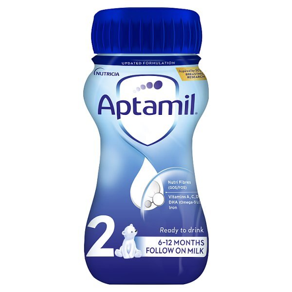 Aptamil 2 Follow On Baby Milk Formula Liquid 6-12 Mths 200ml