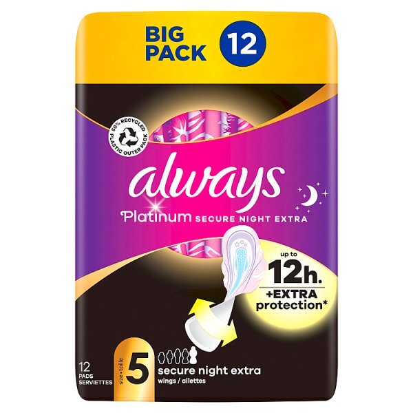 Always Platinum Secure Night Extra Size5 Sanitary Towels x12